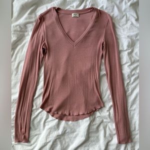 Aritzia Wilfred V-Neck Ribbed Longsleeve